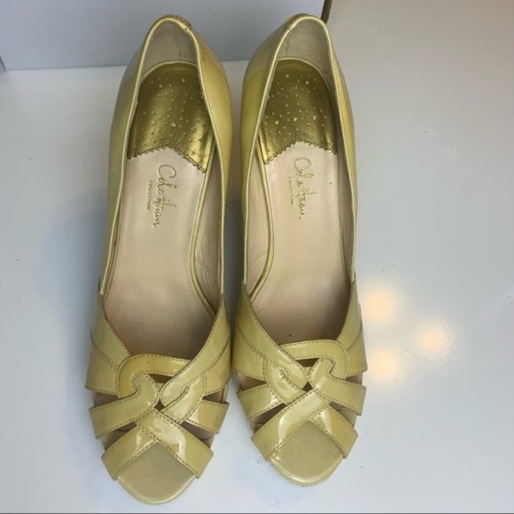 Cole Haan Nike Air Yellow Patent Leather Chunk Heels - Picture 7 of 14